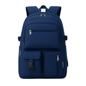 navy blue backpack with pockets and durable design for daily use