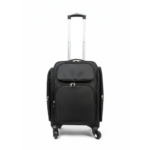 black makeup trolley bag with wheels and telescopic handle professional cosmetic case