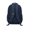 navy blue backpack back view with padded shoulder straps and mesh design