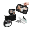 makeup organizer pouches with cosmetic products travel storage kit black