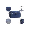 blue toiletry bag with zipper hook handle and durable material travel organizer pouch