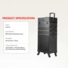 Bridal Rockstar Big Black Trolley Makeup Vanity Case with Wheels