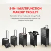 5 in 1 makeup trolley with removable compartments professional cosmetic storage case