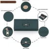 green clutch wallet features magnetic lock zipper compartments stylish women purse