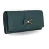 green clutch wallet with bow design stylish women purse compact handbag