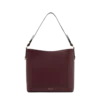 dark brown tote bag with structured design and shoulder handle