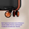 travel suitcase wheels close up showing smooth glide stable and effortless rolling system