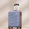 cabin size trolley bag with 360 wheels hard shell travel suitcase blue grey
