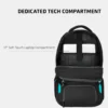 Black Safari laptop backpack with dedicated 17-inch soft-touch laptop compartment and spacious padded storage for office, college, and travel use