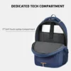 Blue Safari laptop backpack with dedicated 17-inch laptop compartment, padded interior, and spacious storage for office, college, and travel use