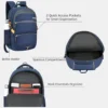 Blue Safari backpack with multiple compartments, bottle holder, quick access pockets, and spacious storage for college, office, and travel use
