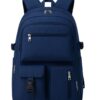 Navy Blue Multi-Pocket Laptop Backpack | Water-Resistant Travel & College Bag