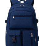 Navy Blue Multi-Pocket Laptop Backpack | Water-Resistant Travel & College Bag